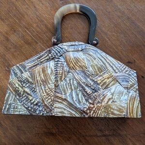 Vintage Genuine Shell Handbag in Brown and Cream